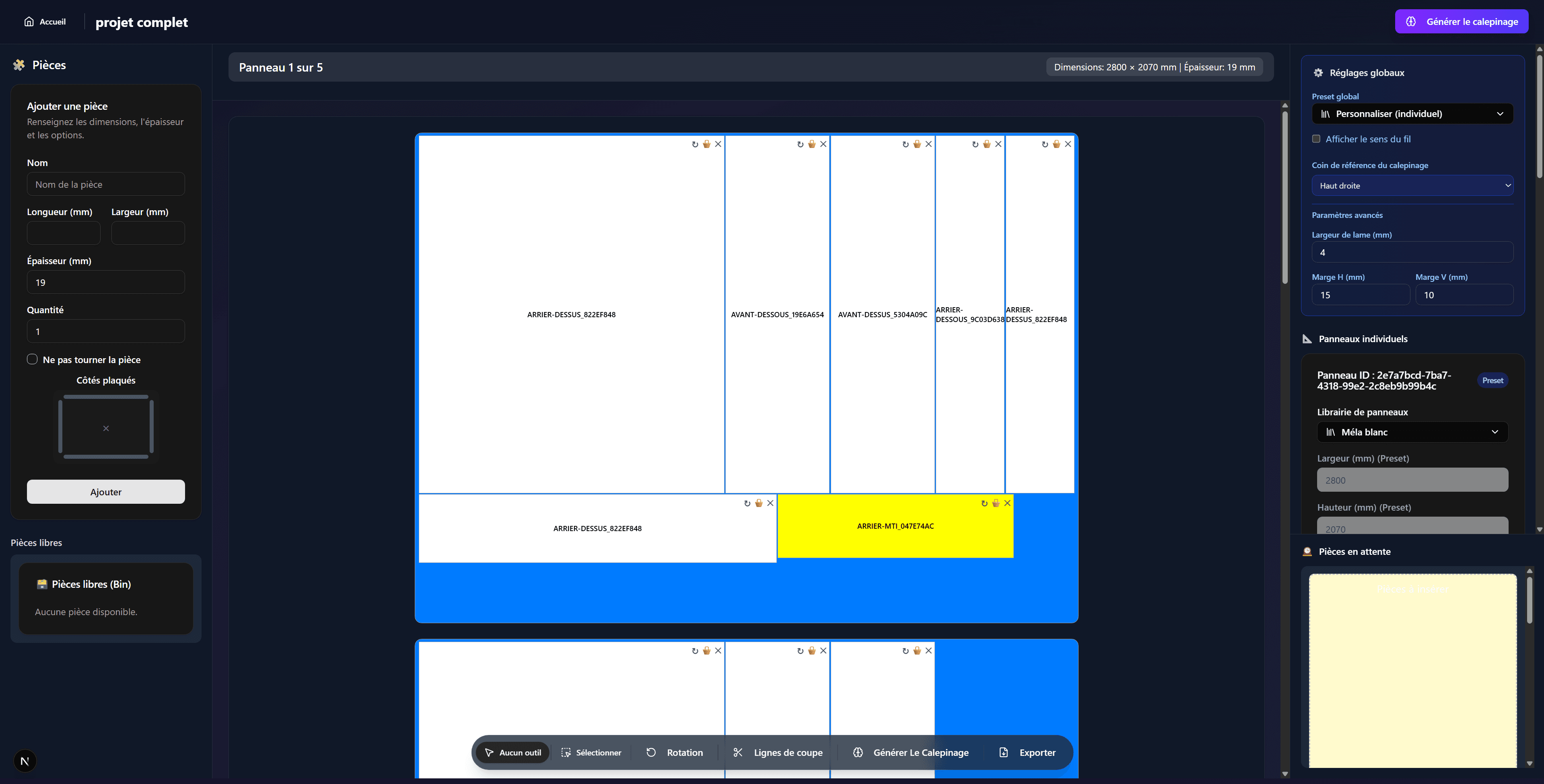 Aperçu de l'application Calepinify