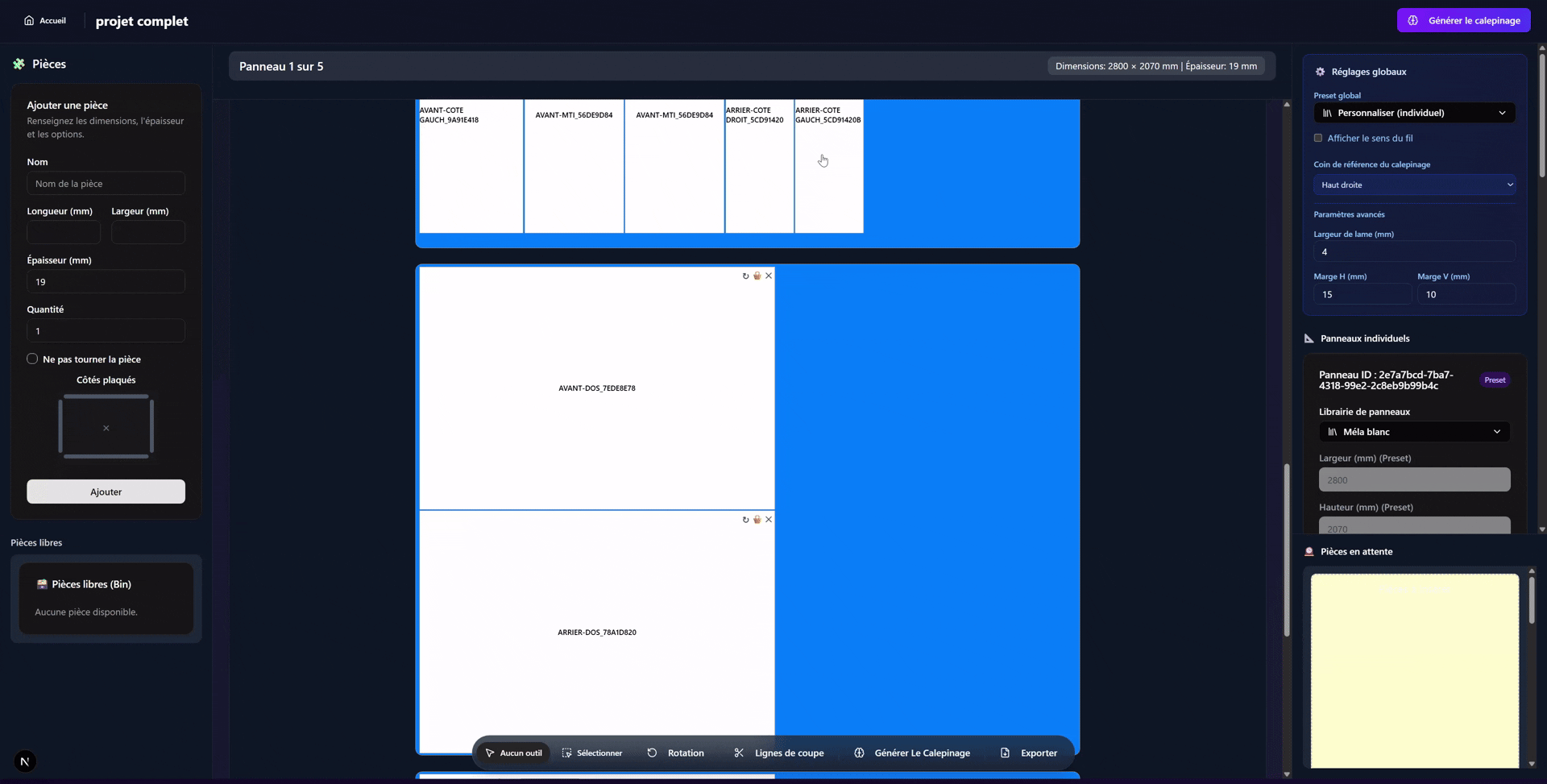 Aperçu de l'application Calepinify